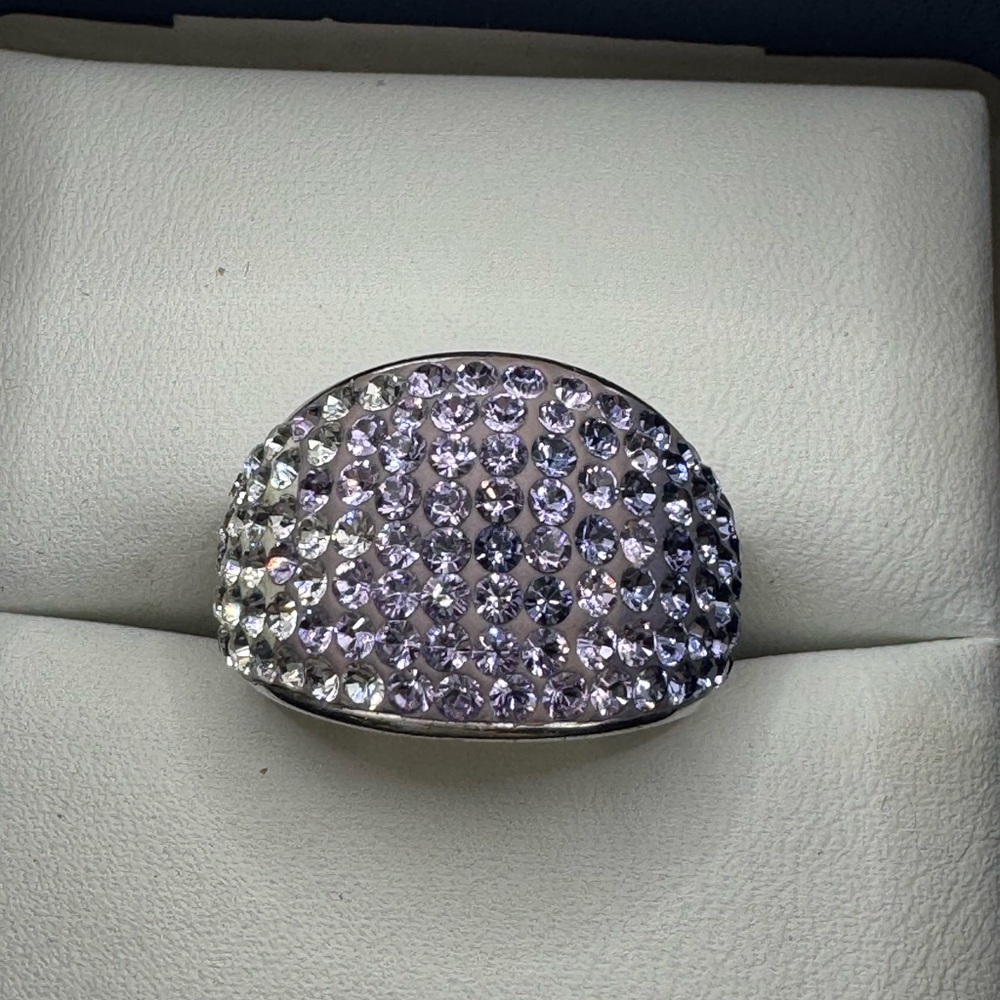 Sterling Silver 925 Purple Crystal Ombré Ring Size 6 3/4.